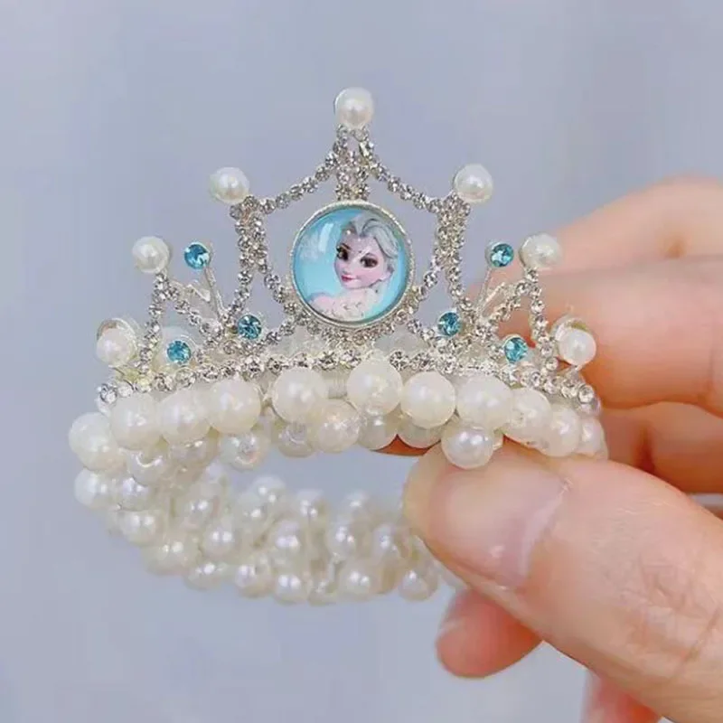 1PCS New Fashion Pearl Crown Princess Cute Kids Elastic Children Ties Girls Hair Accessories Baby Headwear