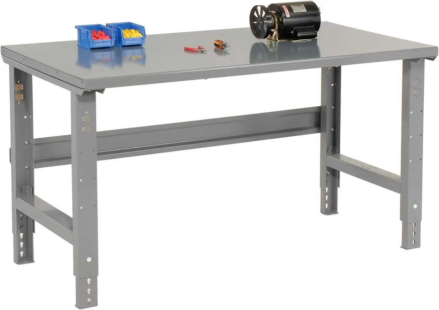 Adjustable Height Workbench C-Channel Leg, 48" W x 30" D, 1-3/4" Steel Square Edge, Gray
