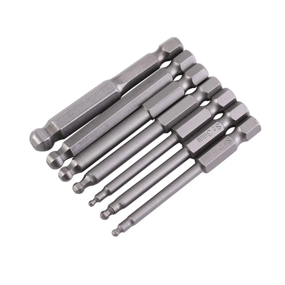 

7Pcs Magnetic Steel Ball Screwdriver Bits Set Hex Head 2 2.5 3 4 5 6 8Mm High Precision Bits for Drill Electric Screwdriver Hand