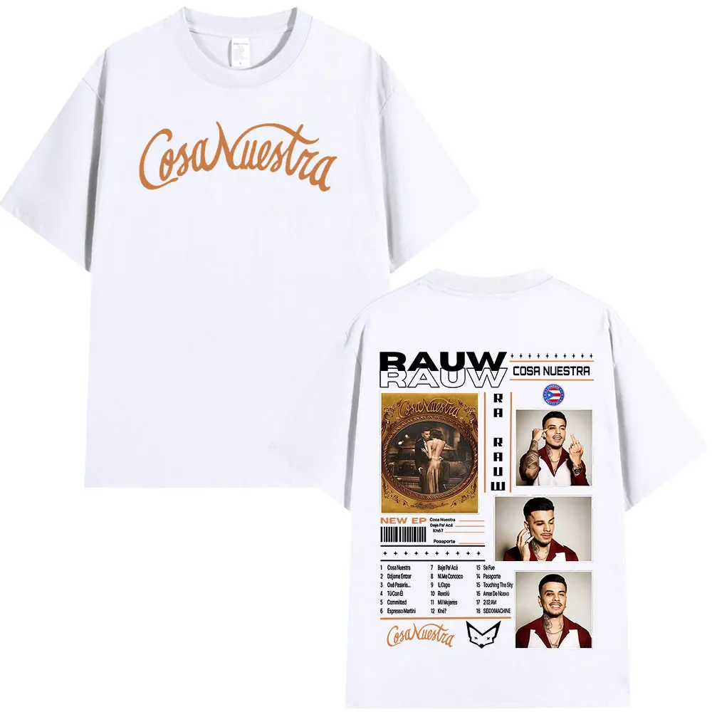 Rapper Rauw Alejandro Cosa Nuestra 티셔츠 남성 여성 빈티지 패션 반소매 티셔츠 코튼 캐주얼 오버 사이즈 티셔츠 탑