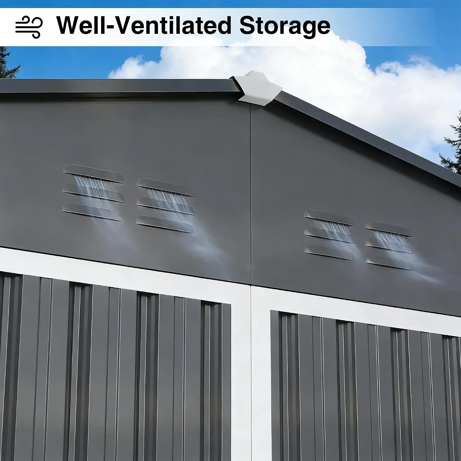 12 x 10FT Sheds & Outdoor Storage, Dark Grey Metal Waterproof Storage Shed with Door and Lock Outdoor Shed,All-Weather, Custom