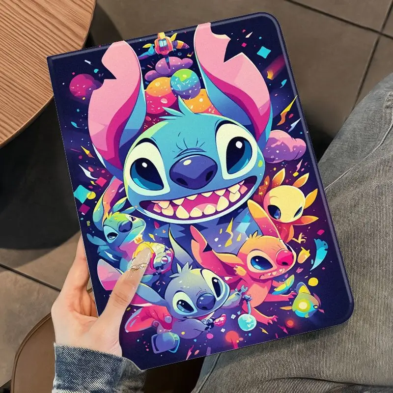 

Happy Stitch Cute Tablet Case For Samsung Galaxy Tab S6 Lite 10.4 S7 S8 S9 S10 FE Plus S11 A7 A8 10.5 A9 Plus Protective Cover