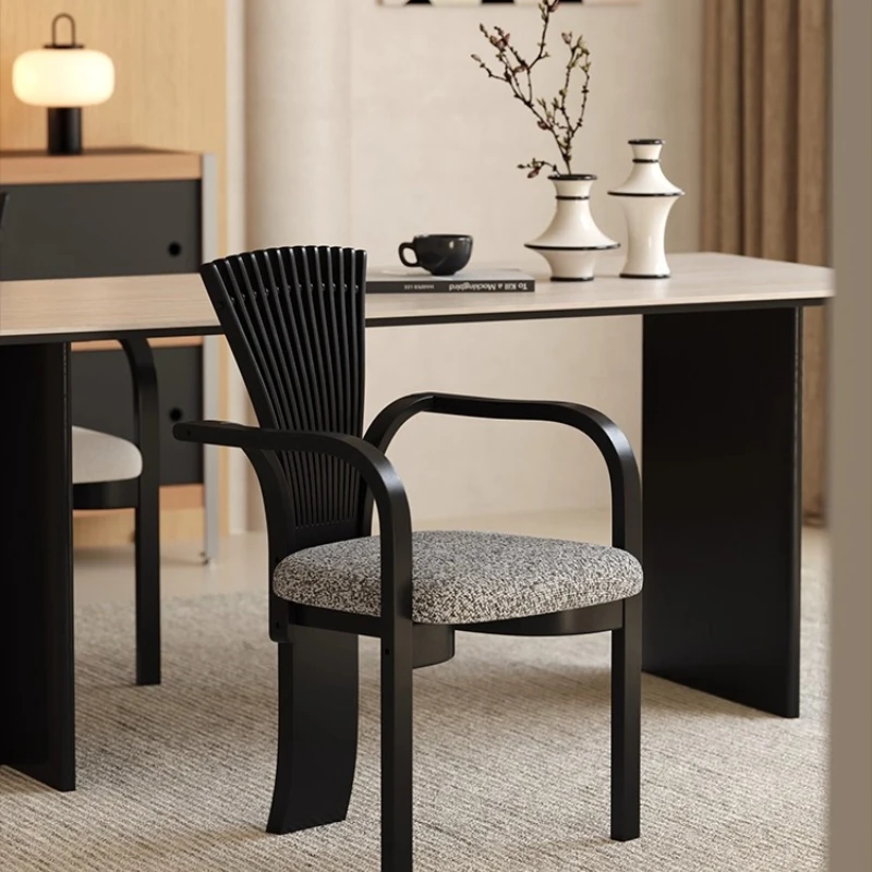 

Chair French medieval home light luxury new dining chair solid wood designer back chair retro dining table and chairs