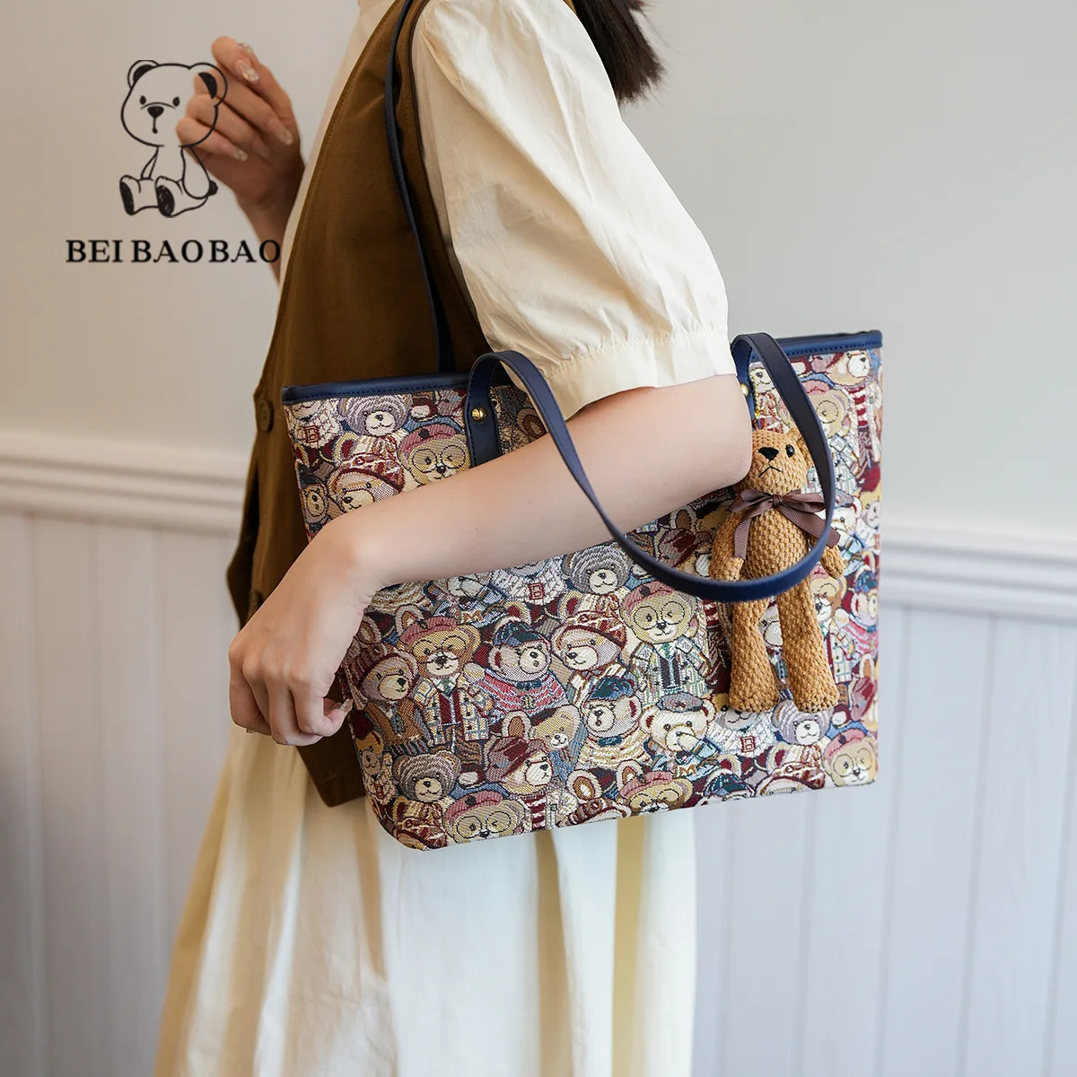 Beibao-Bolso de mano de gran capacidad para mujer, bolsa de hombro, edición coreana, estilo Ins, versátil, a la moda, novedad de 2024