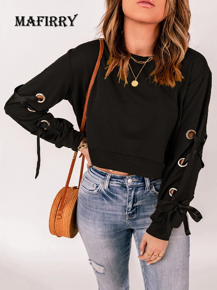 

Women Hollow Out Long Sleeve Solid Top Blouse Spring Autumn Straight Simple Ladies Pullover Shirts Patchwork Streetwear Blusas