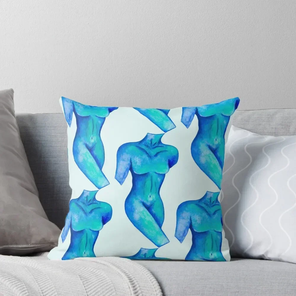 

Bright blue body art in watercolour Throw Pillow Custom Cushion Photo Cushions For Decorative Sofa home decor items pillow