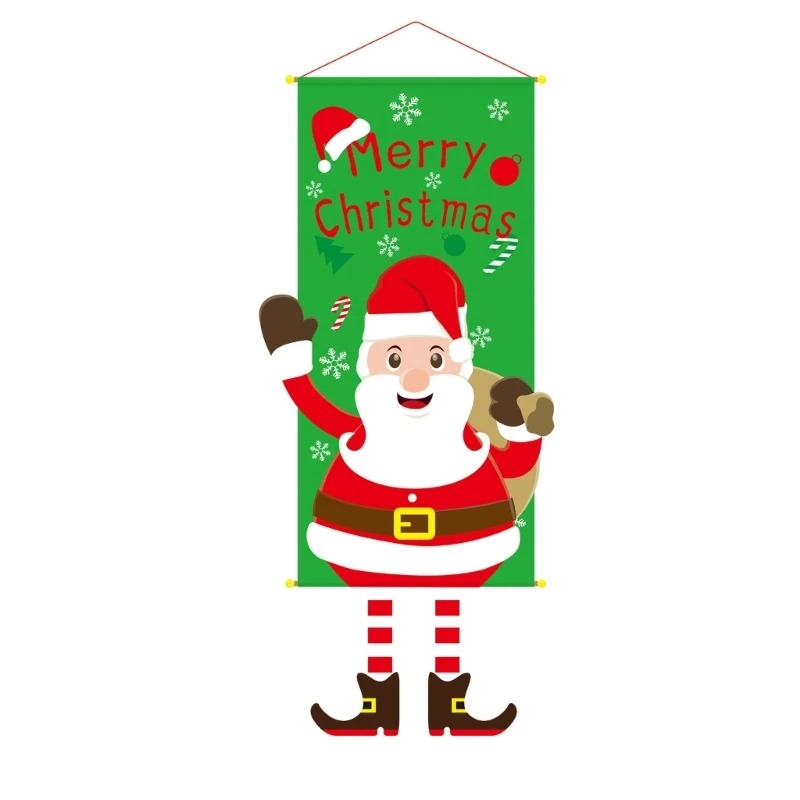 Decorazioni per feste Natale Haning Poster in stoffa Simpatico cartone animato Stampa appeso a parete
