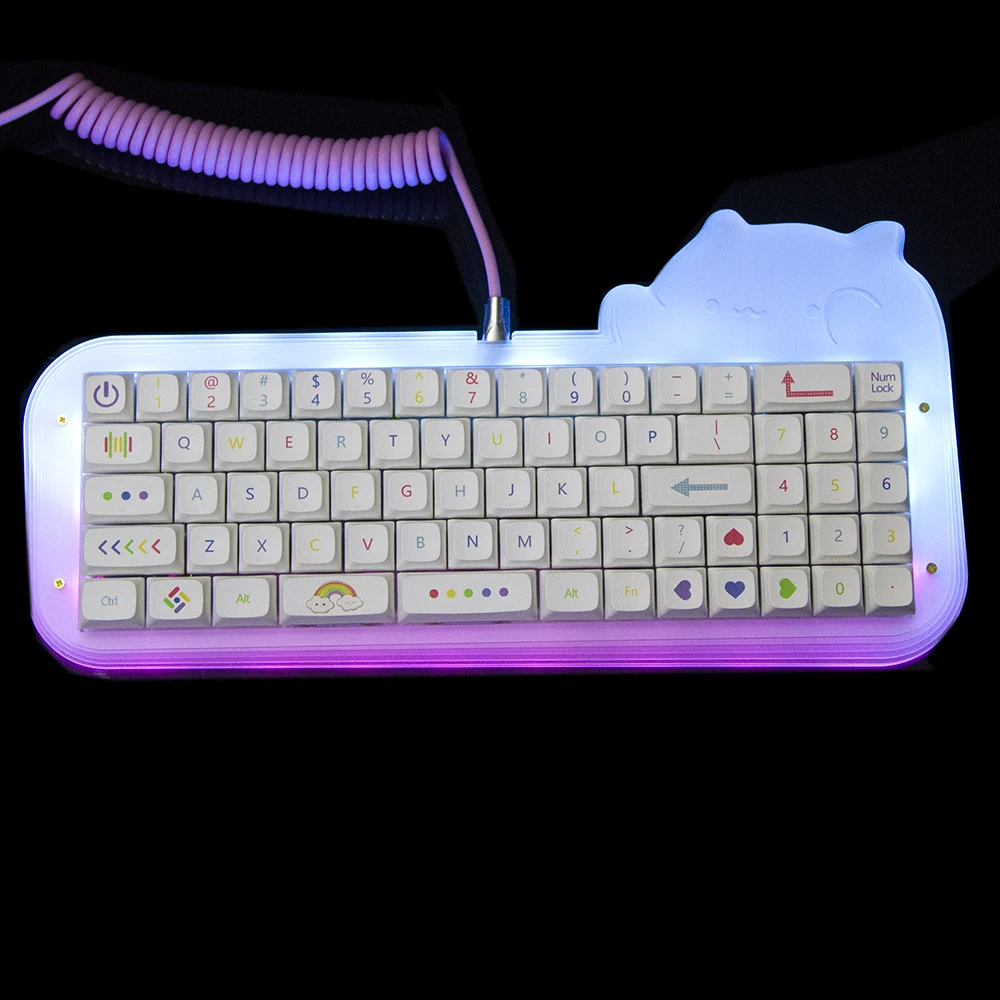 New VIA Macros Function VIA 69Key wiith Numpad Hot Swappable Switches RGB Backlight Type C Cute Cat Keyboard Kit Mechanical Pad