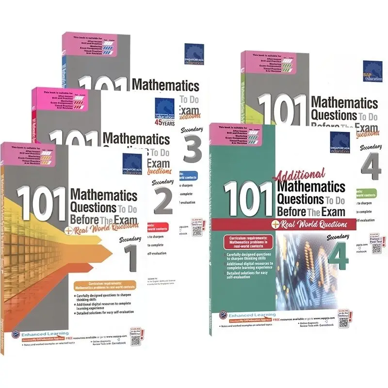 

1 book Singapore Secondary School Math Exam Prep Book SAP 101 Mathematics Practice Questions,Essential Math Drills workbook