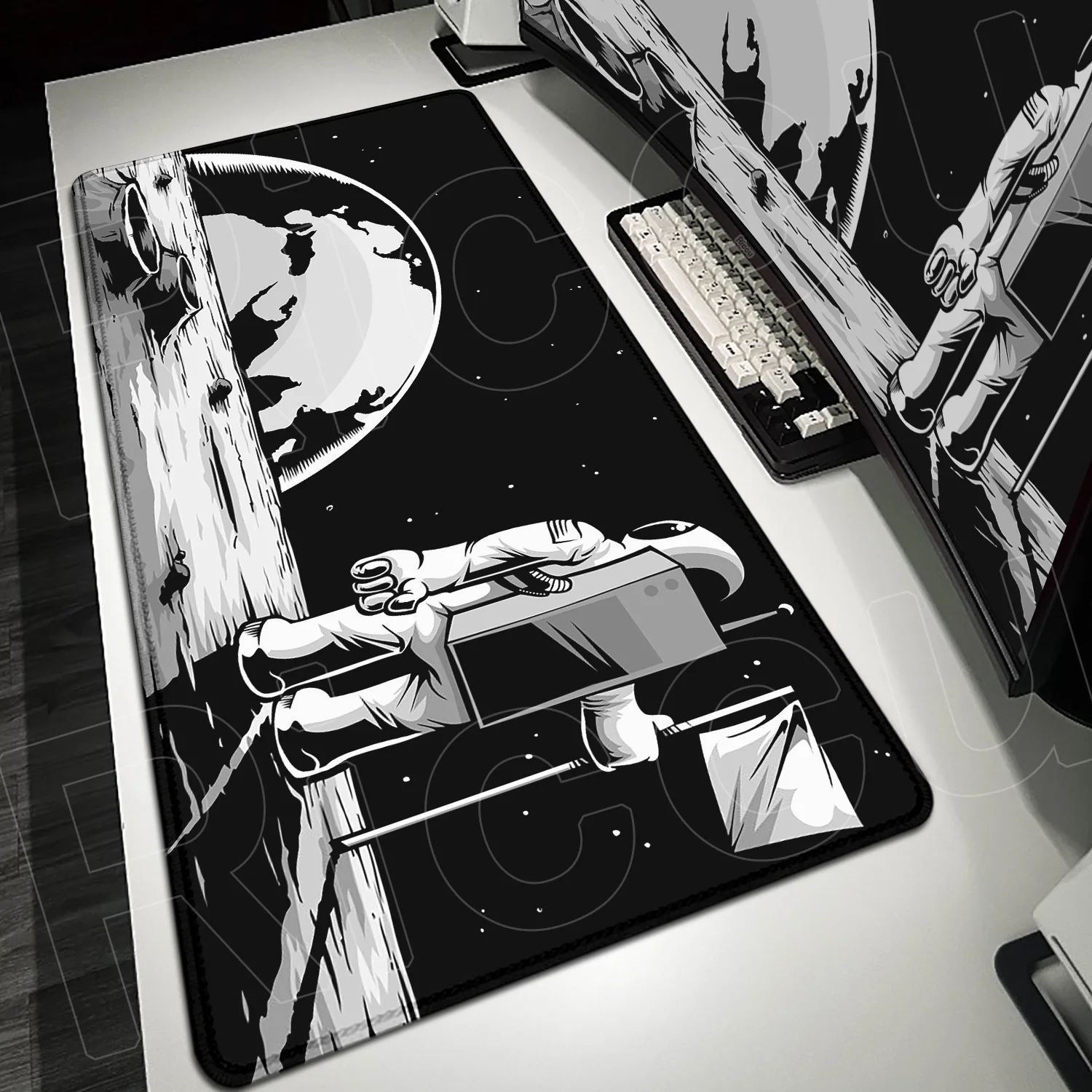 

Minimalism Space Astronaut Keyboard Mat 90x40cm Rubber Non-slip Base Mousepad Computer Gaming Accessories Office Carpet Mausepad