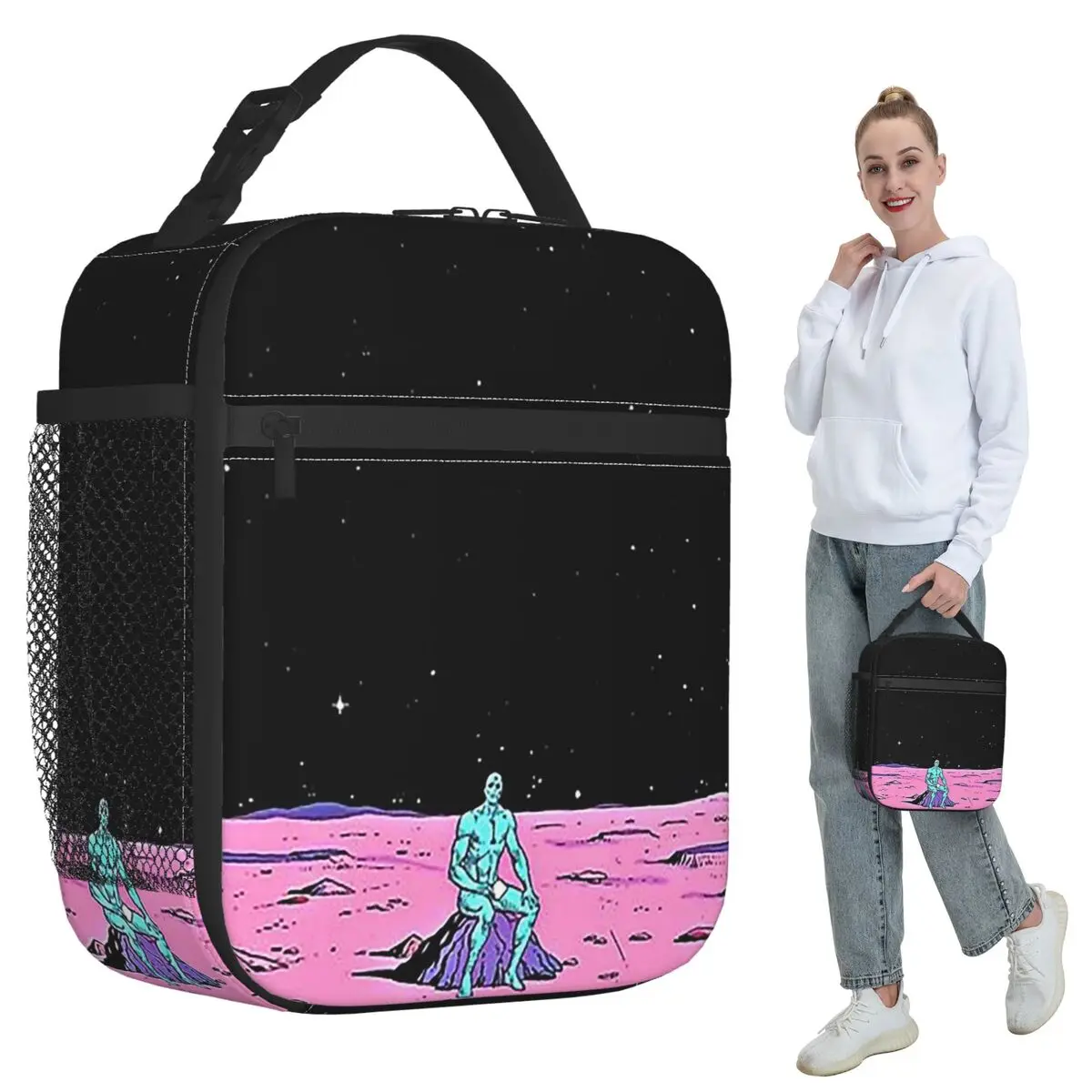 (Fixed) Dr. Manhattan Sitting On Mars (comic) Insulated Lunch Bag for Kids School Cooler Thermal Food Box Tote Lunch Boxes