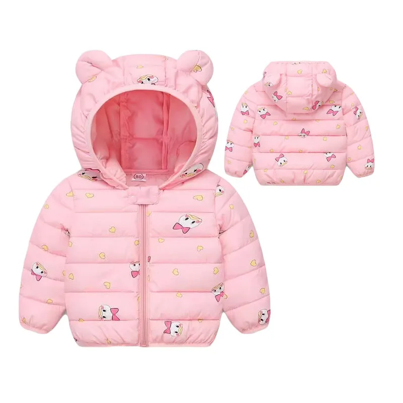 Children Winter New Warm Thicken Down Jackets Cartoon Print Outerwear Girl Boy Autumn Cotton Clothing Baby Hooded Jackets0-5Y