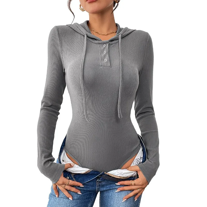 High Waist Long Sleeve Skinny Top with Medium Thickness Capri Length Japanese Korean Casual Autumn High Stretch Top Women
