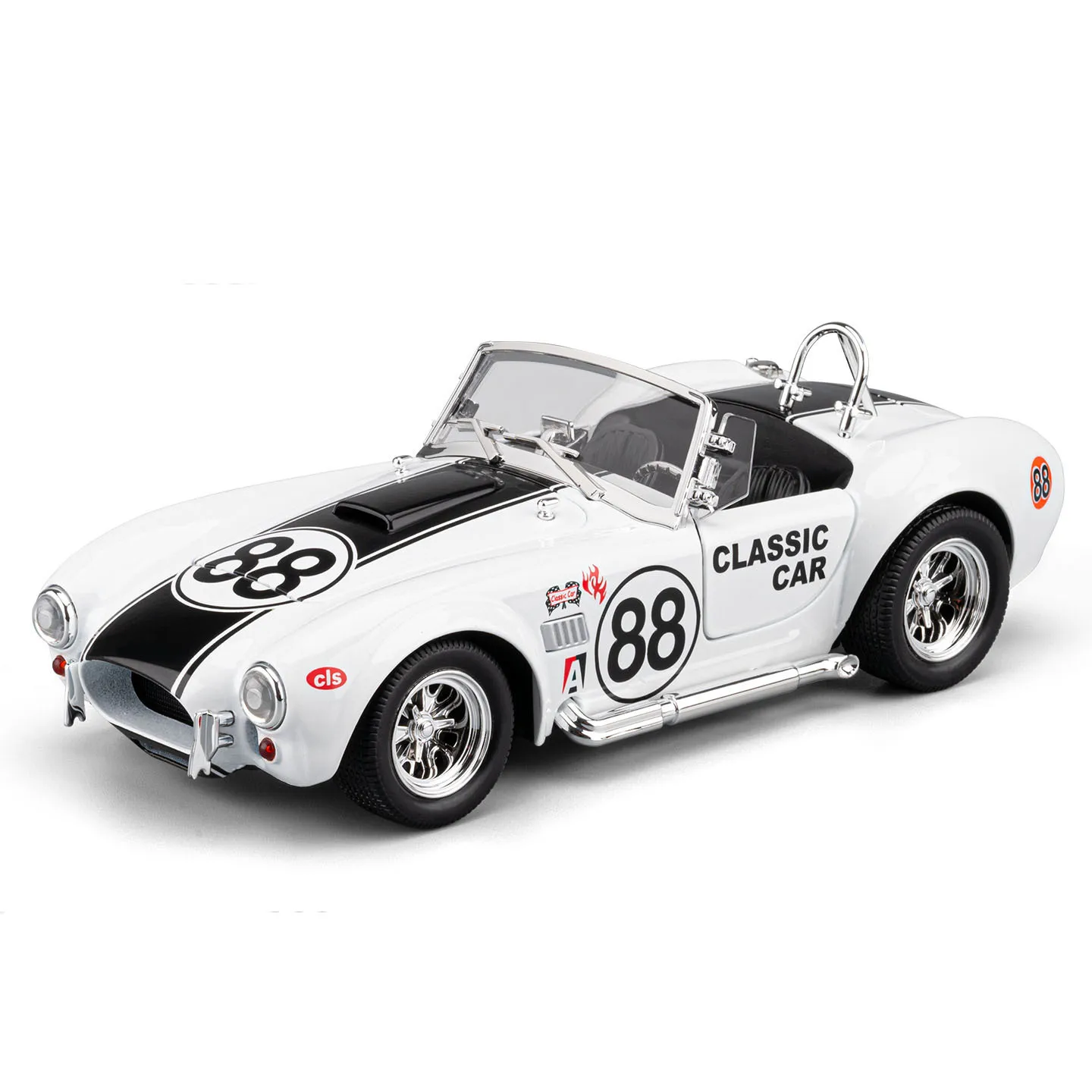 1:24 Cobra Alloy Roadster Sports Car Model Diecast Metal Classic Vehicle Car Model Sound Light Gift