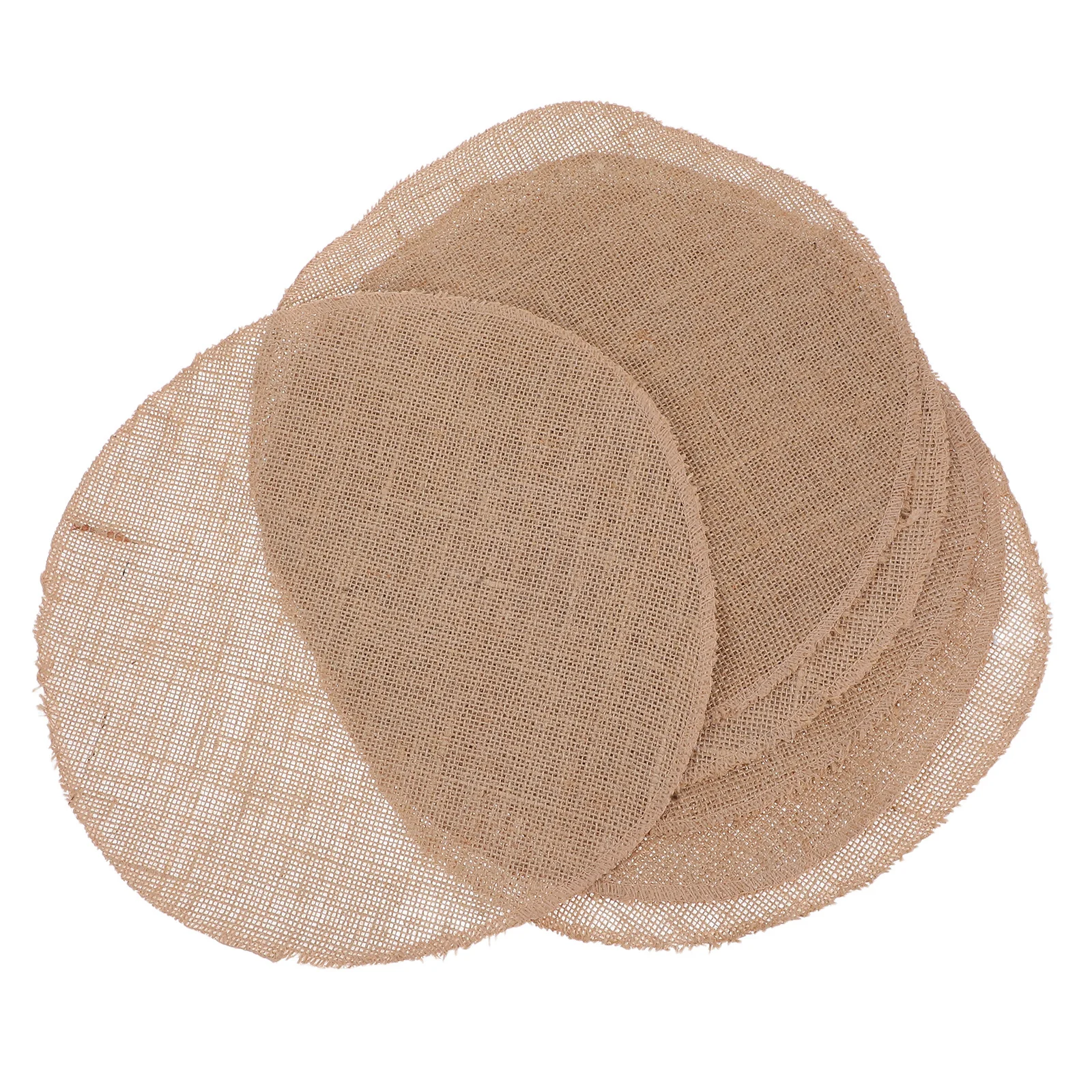 6 قطعة المفارش الخيش المستديرة ريفي الكتان الطبيعي مزرعة طاولة طعام الحصير مقاومة للحرارة قابل للغسل مكان الوقايات