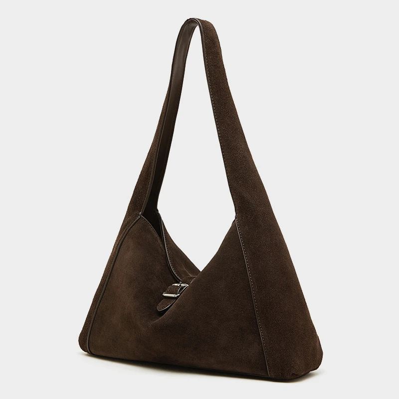 

Hifashion из воловьей замши, сумки на плечо для женщин, 2024, роскошные дизайнерские сумки-тоут в форме полумесяца, нубука, женские сумки