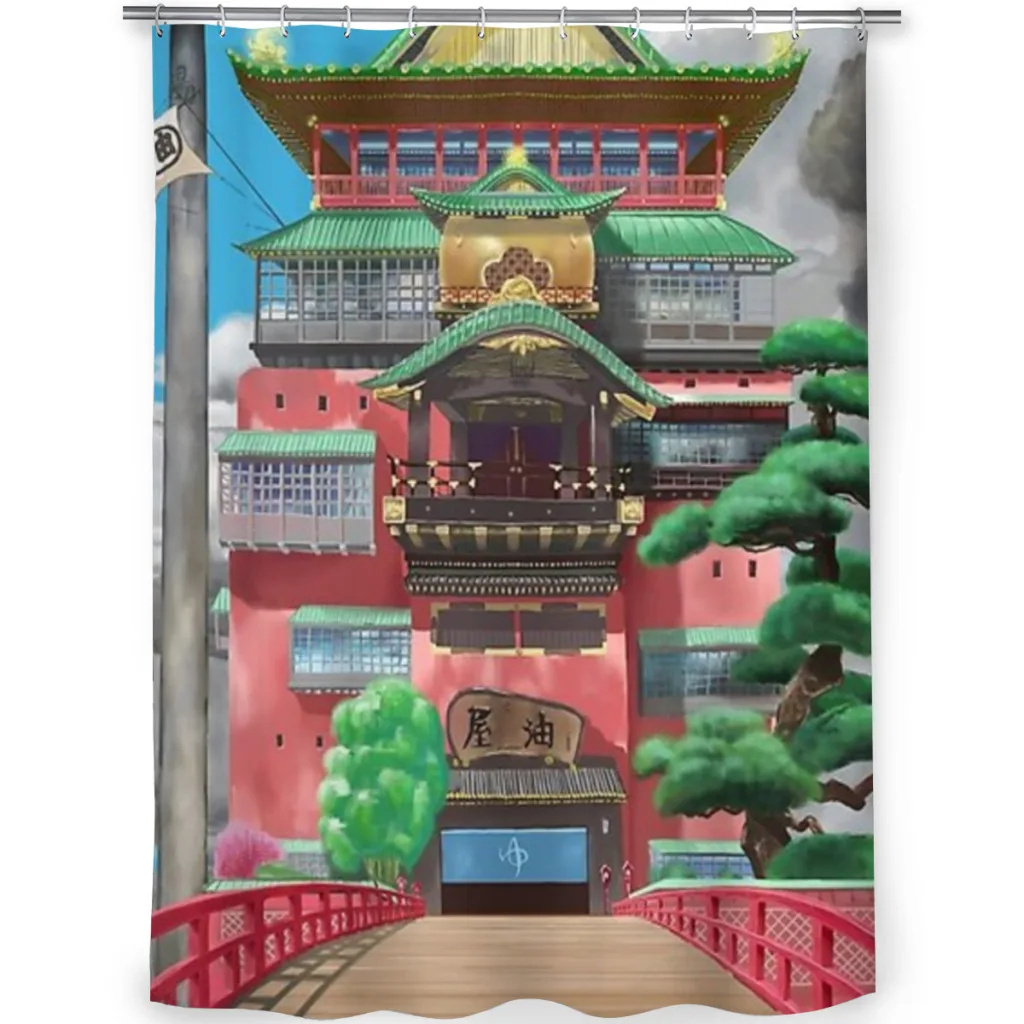 Shower curtain Bathroom  Bathhouse Spirited Away Digital Art decor Modern household Curtain Festival gift