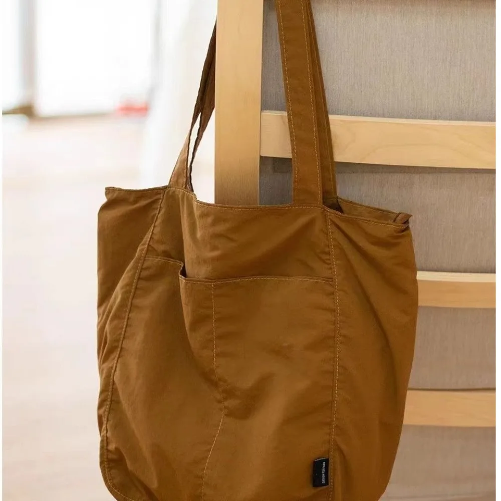 Portable Nylon Shoulder Bag Solid Color Large Capacity Handbag Tote Bags Lightweight Female Satchels Women Girl