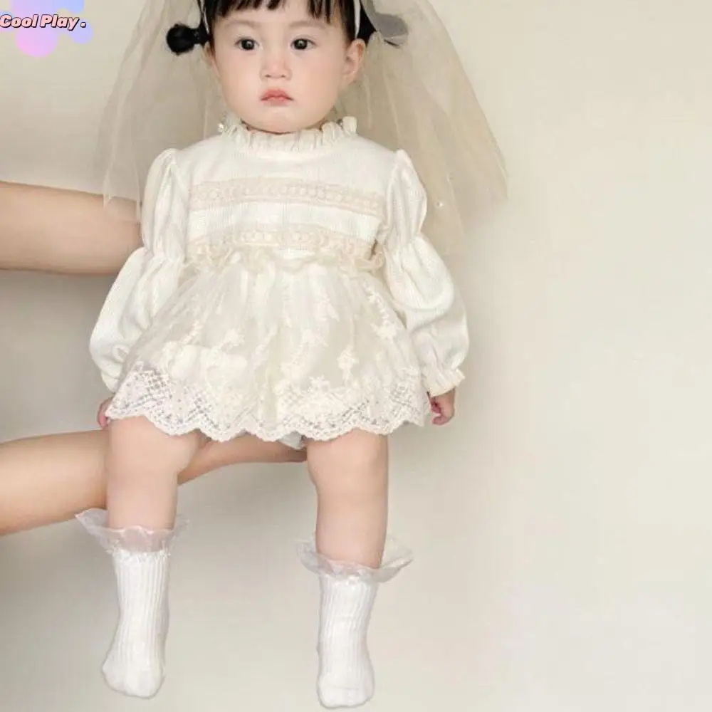 

Soft Lace Ruffle Baby Jumper Dress Bodysuit Fluffly Toddle Jumpsuit Sweet Infant Romper Newborn Shorts Climb Suit Gifts