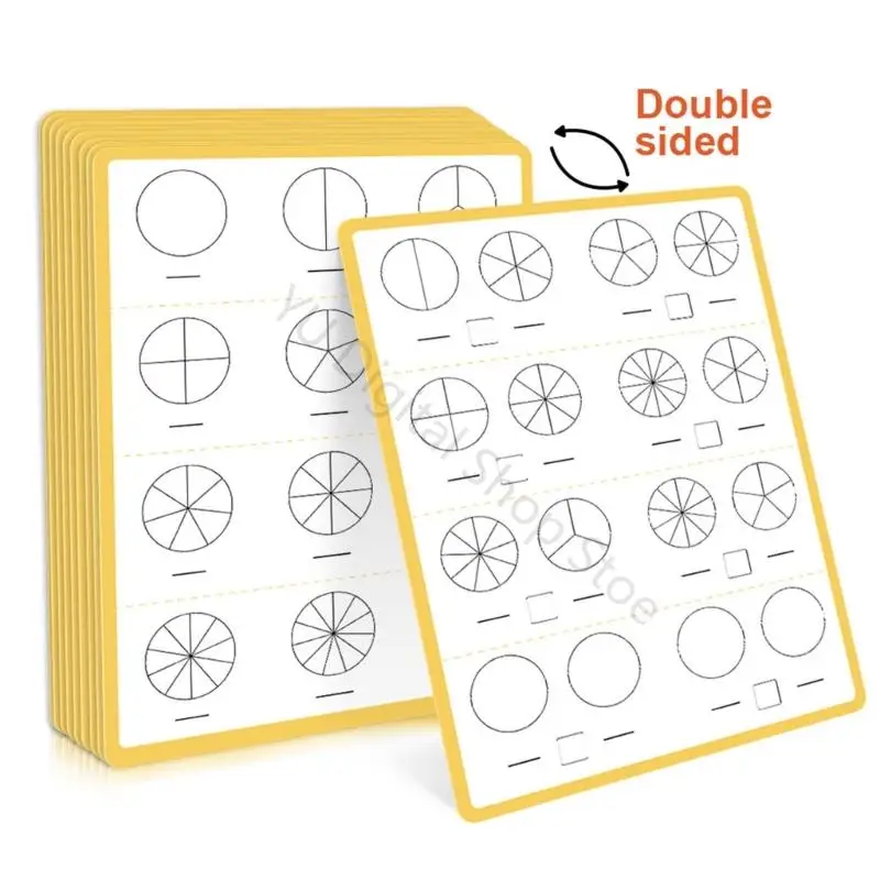 96BA Double Sided Math Practice Boards 10 Pack Write and Wipe Learning Set for Preschool Home Lessons and Classroom Use