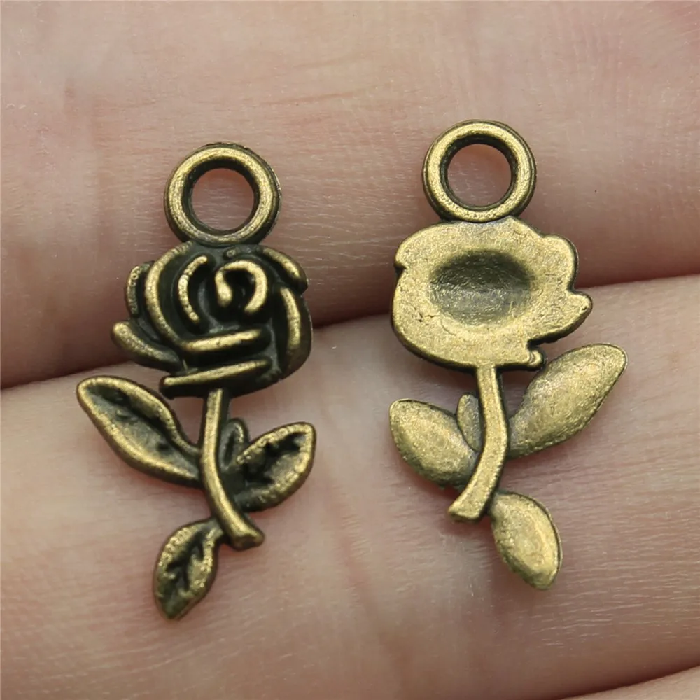 WYSIWYG 20pcs 21mm Charm Pendants Flower Rose Flower Rose Pendant Rose Flower Pendants For Jewelry Making 5 Colors