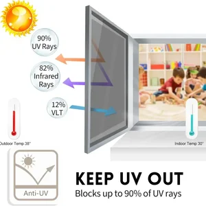 فينيل لاصق عاكس للأشعة فوق البنفسجية لنافذة السيارة ، فيلم الخصوصية ، قفل ثابت ، اتجاه واحد أثناء النهار أفضل 8 مبيعات فيلم دش زجاجي - رقم 4
