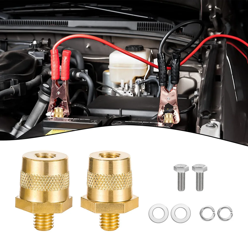 1pair M8 Battery Pole Adapter Car Battery Connection Terminals With Stainless Screws Brand New High Quality Brass Tone