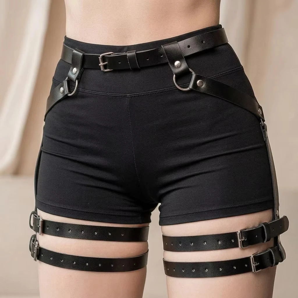 Leather Bondage Belt Waist Restraint Straps Women Sexy BDSM Fetish Costume Performance Stage Party Adjustable Buckle Corset