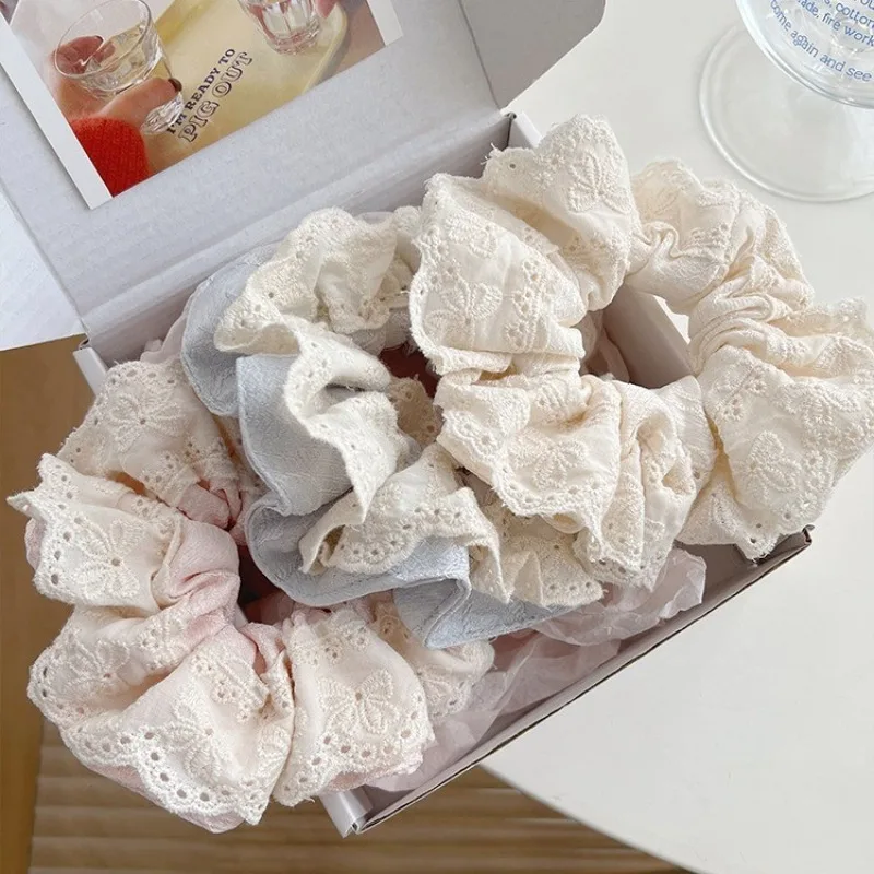 

Fabric Lace Flower Edge Hair Ring Cute and Sweet Korean Style Scrunchie Hair Accessories