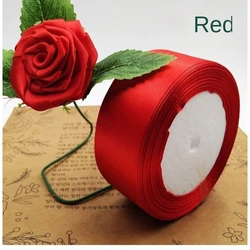 25yards /Roll 40mm 50mm Silk Satin Red Ribbons Gift Packaging Bow Handmade Rose Flower DIY Craft Wedding Party Supply Decoration