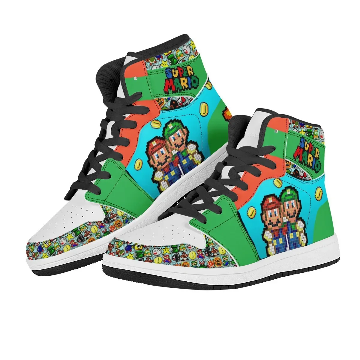 Super Mario Bros Sneakers da uomo Anime comode scarpe alte Cartoon scarpe vulcanizzate antiscivolo scarpe sportive da basket per studenti