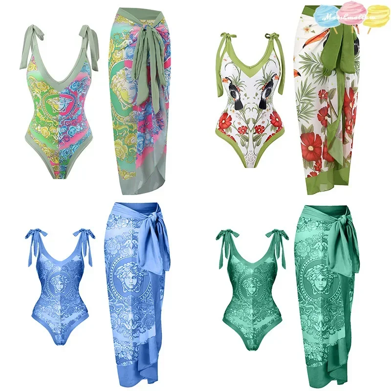 

French one-piece suit resort style swimsuit women's bohemian style European and American cross-border Amazon resort swimsuit