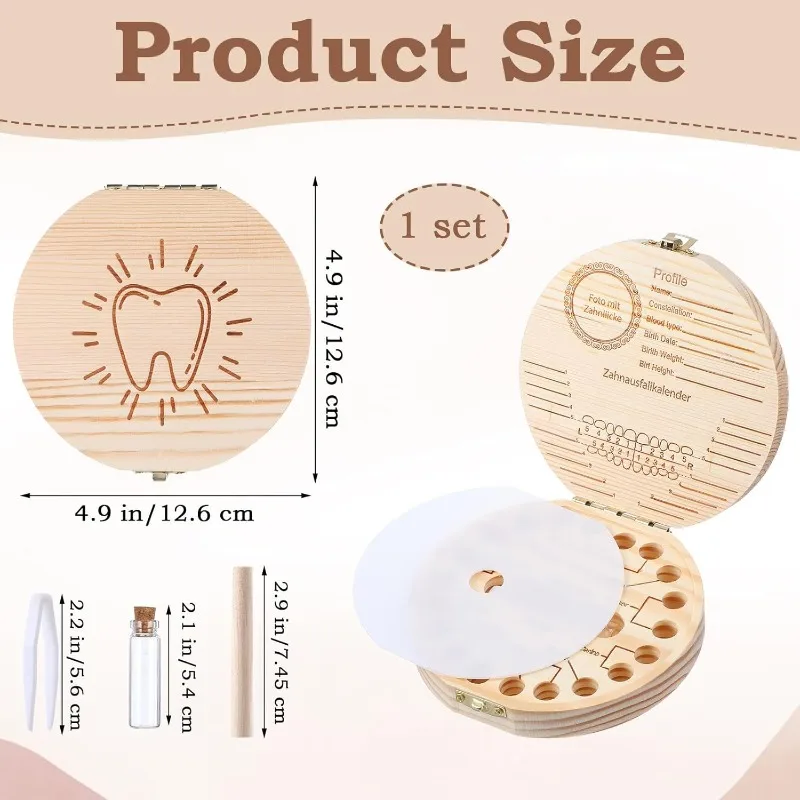 Free Customized Solid Wood Baby Tooth Commemorative Box for Male and Female Babies Baby Hair Newborn Birth Gift Birthday Gift