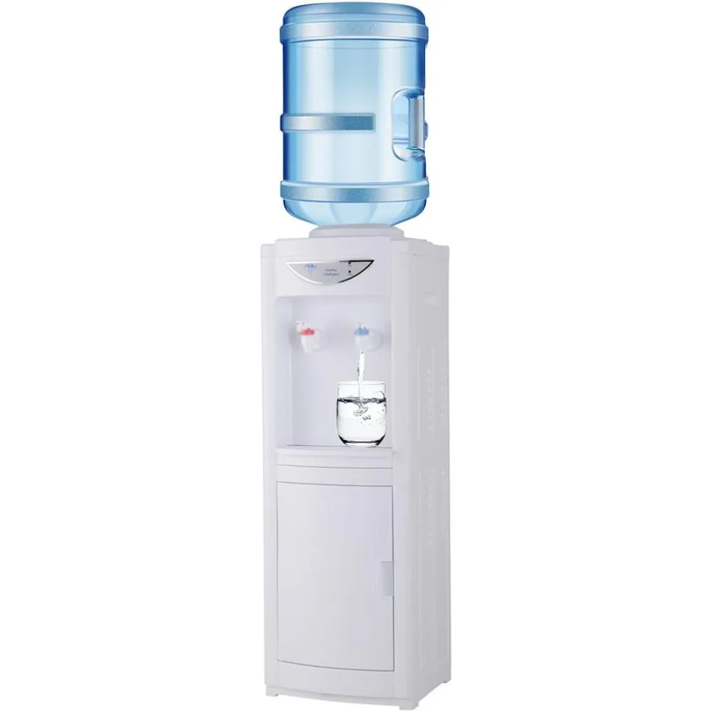 

Hot & Cold Top Loading Water Dispenser,5 Gallons Water Coolers with Child Safety Lock Removable Drip Tray & Storage Cabinet,Wate