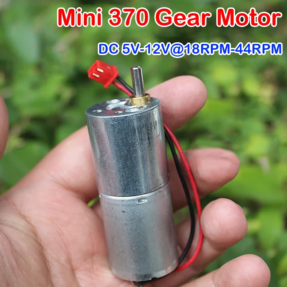 Mini 370 Gear Motor High Torque Reduction Motor Full Metal Gearbox Reduction Motor DC 5V-12V 6V 22RPM Slow Speed Robot Model