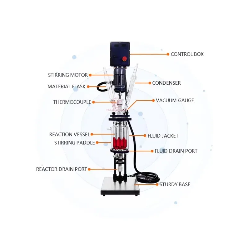 1L 2L 3L 5L Pilot Single Layer Glass Reactor For Laboratory