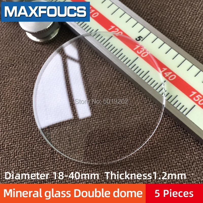 

5 Pieces Double Dome 1.2mm Thick 18mm-45mm Watch Crystal Round Transparent Mineral Glass Repair Replacement Parts For Watchmaker