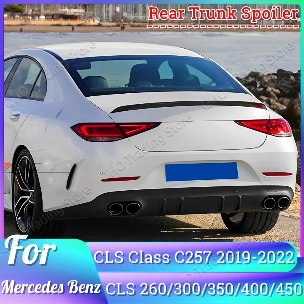 Car Rear Trunk Spoiler For Mercedes CLS C257 CLS220 260 300 350 400 CLS53 AMG 2018-2023 Splitter Trim Roof Wing Body Kit Trim