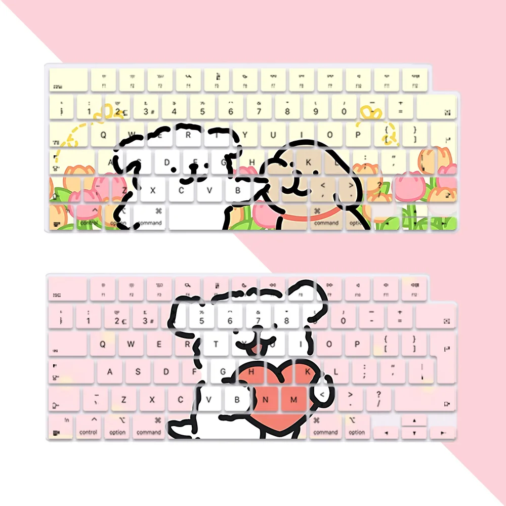 Line puppys EU Layout Soft Silicone Keyboard Cover for Macbook pro 14 M1 M2 M3 A2442 A2485 A2779 A2780 Air M2 M3 A2681 A2941