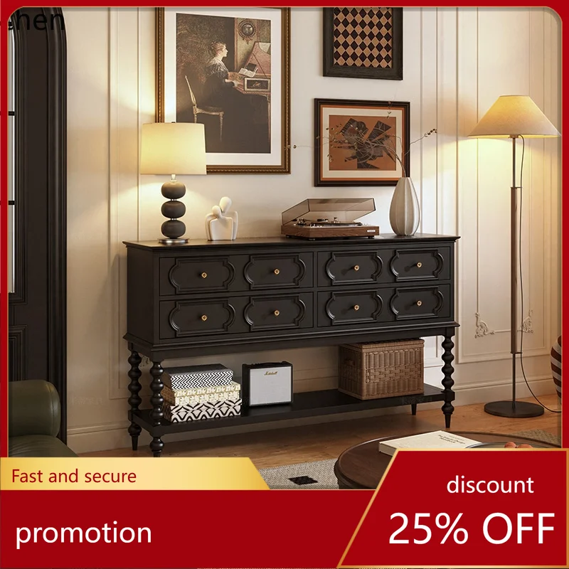 

HXL solid wood porch cabinet retro aisle partition cabinet wall storage table side cabinet