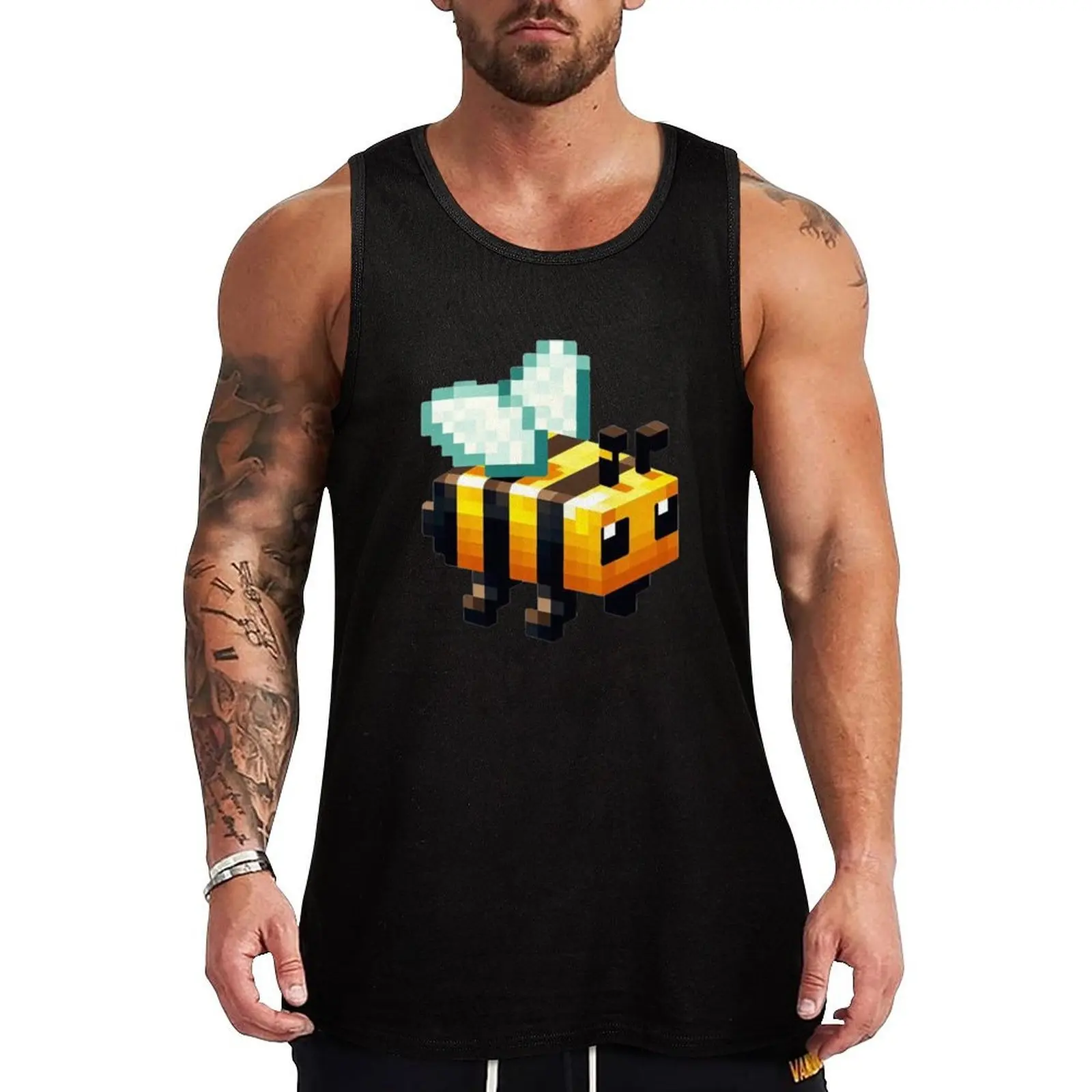 Pixelated Bee Design Tank Top Active Athletic Tank Top Quick Dry Sleeveless Shirt