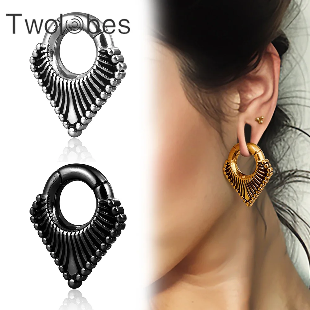 Twolobes 2PCS Vintage Ear Weights Hangers 316 Stainless Steel Tunnels Gauges for Stretched Lobe Piercing Jewelry New Arrival