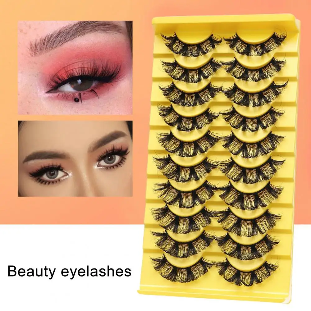 Fake Eyelashes 10 Pairs Trendy Soft Eye-Catching  Eye Extension Thick Fluffy Fake Lashes Women Supply