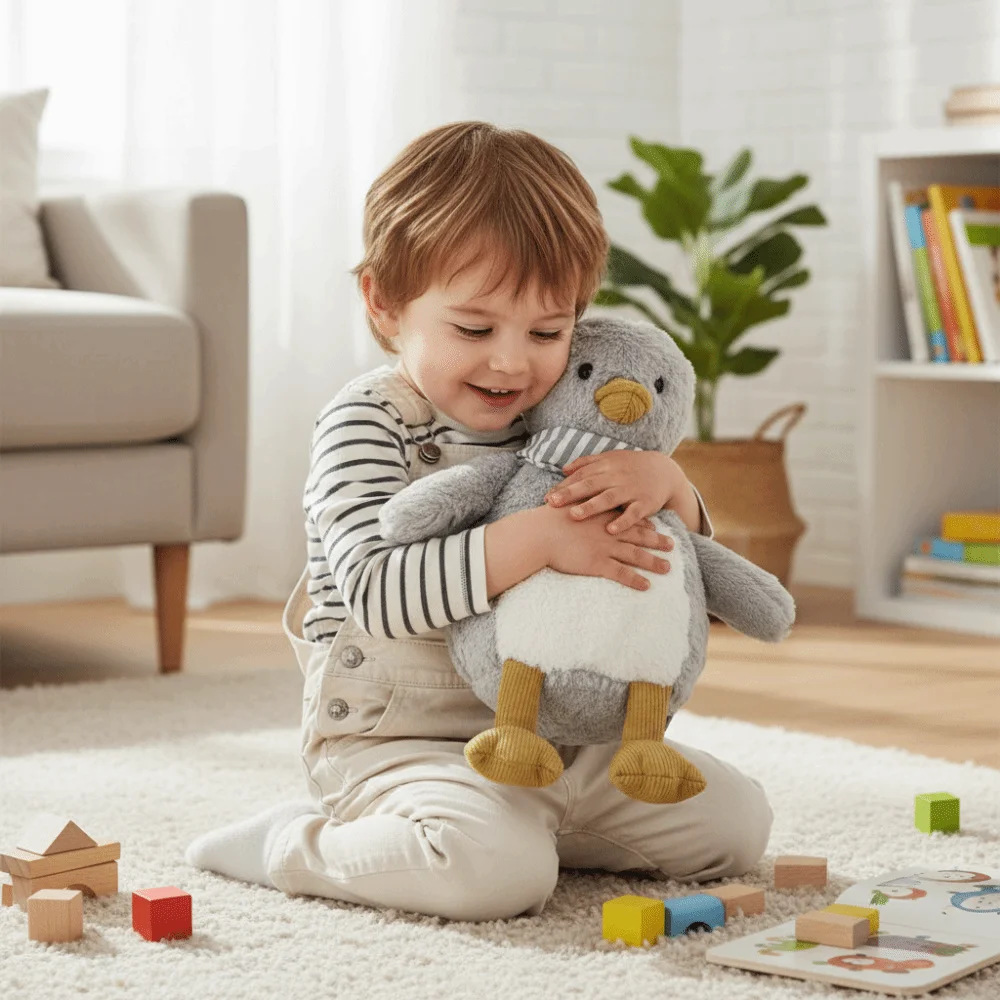 

Cartoon High Quality Duck Stuffed Sitting Pose Warm Cozy Cartoon Fluffy Kawaii Stuffed Home Decor