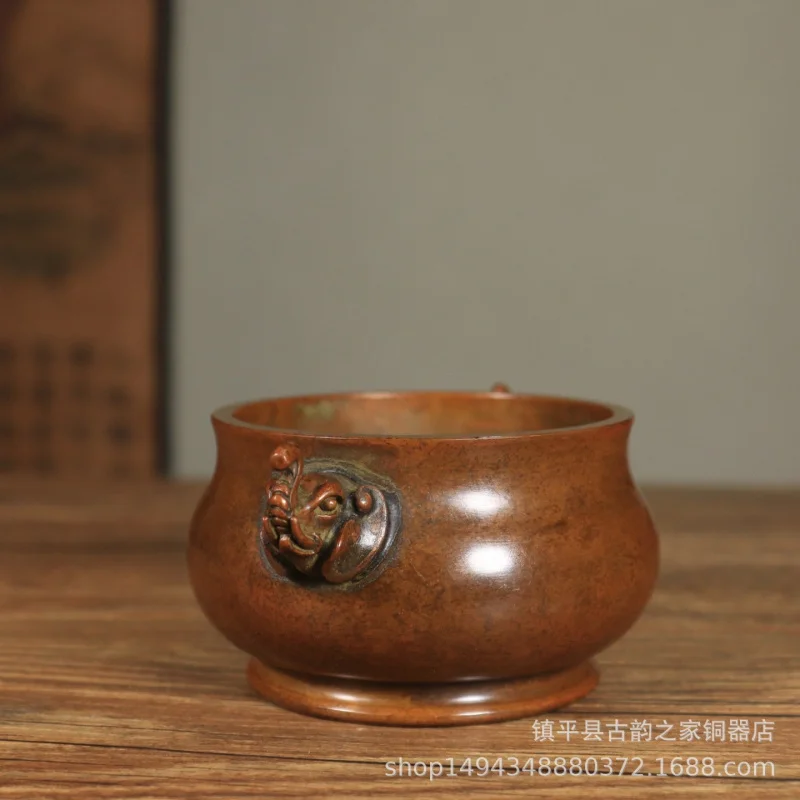 Extra Large Pure Double Dragon Ear Censer Copper Incense Burner Brass Home Indoor Gift Craft