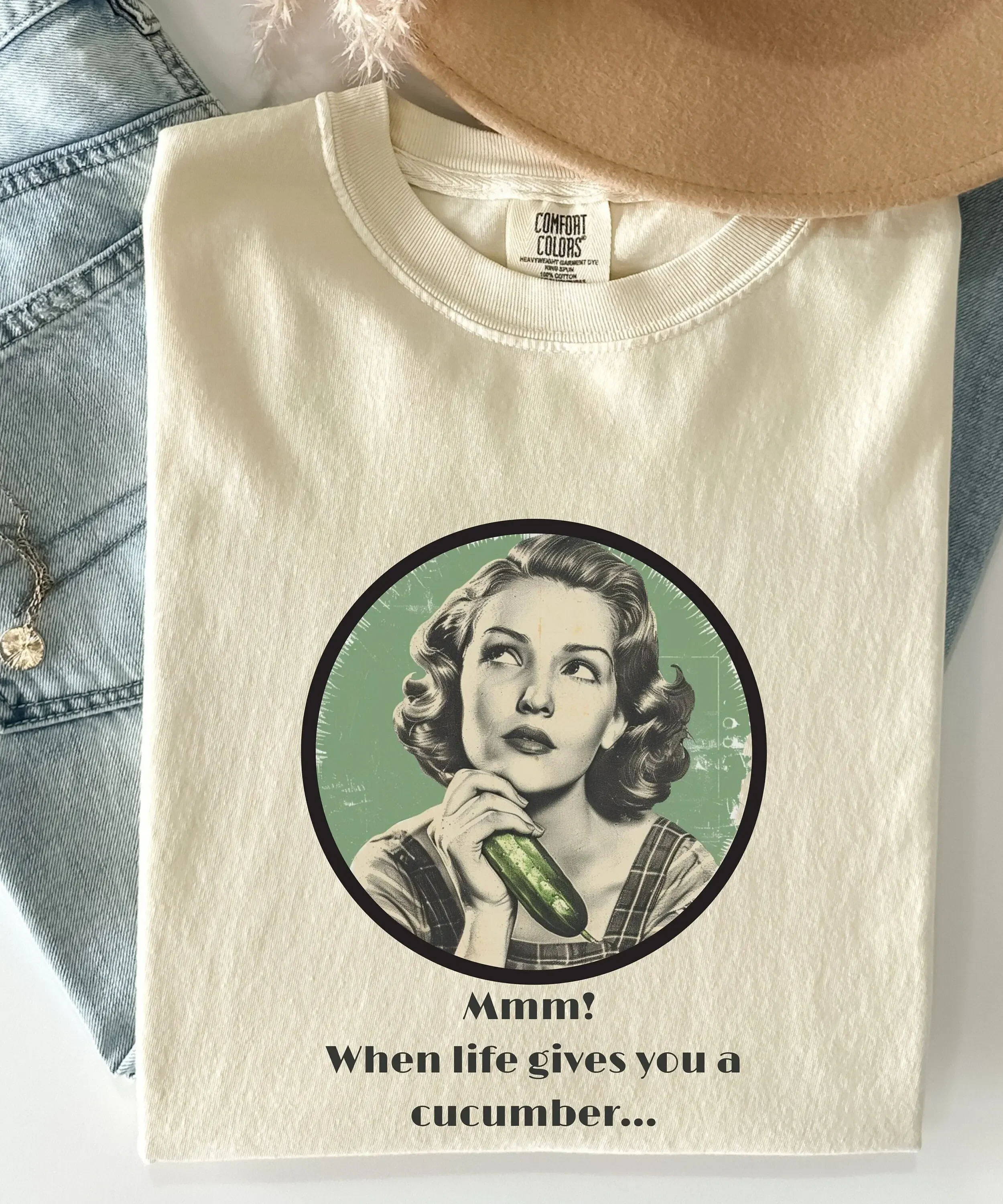 When life gives you a cucumber shirt Pickle unhinged shirts Vintage funny Sarcastic T Weird Retro Humor