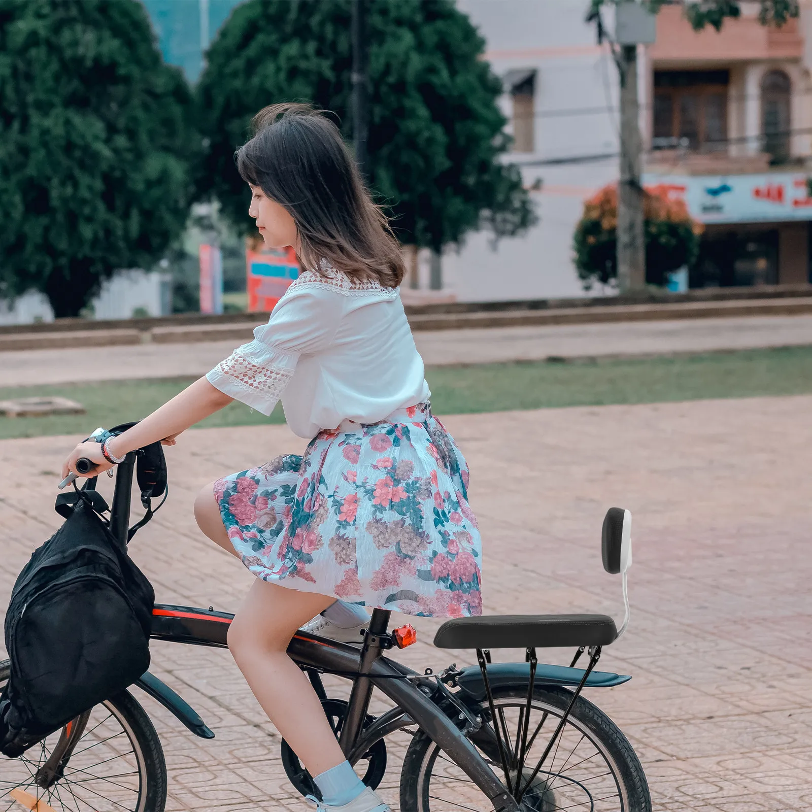 

Черное заднее сиденье для велосипеда с губчатой подушкой, толстое, мягкое, удобное, с поддержкой спины, безопасное, аксессуар для детского велосипеда