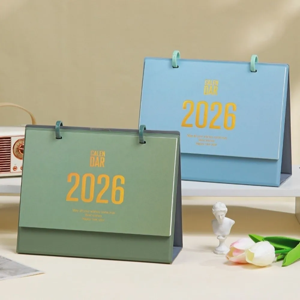 

Chinese Style 2026 Desk Calendar Month Date Display Solid Color Horse Year Calendar Simple PU Leather Schedule Planner