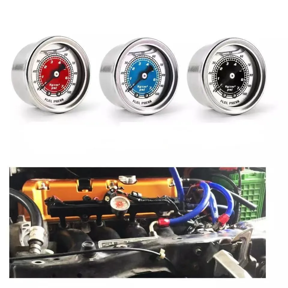 Automobile Modification Universal Seismic Fluid Pressure Gauge Axial 40mm Pointer Type 0-100PSI Stainless Steel