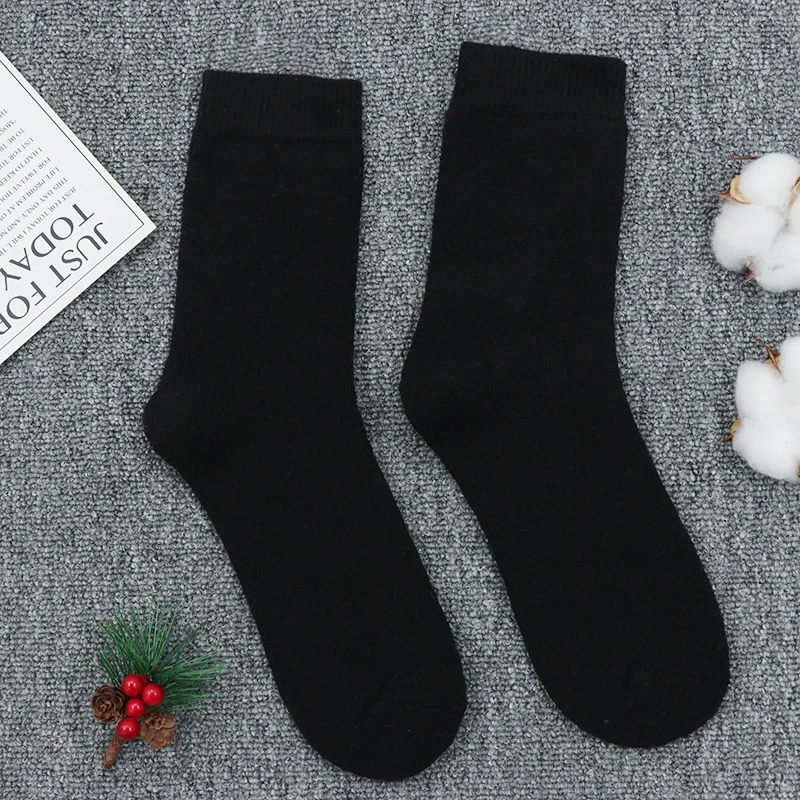 Chaussettes chaudes d'hiver en coton pour hommes et femmes, 1/2/5 paires, chaussettes de sol de couleur unie, chaussettes de sport, épaisses et isolantes, taille unique